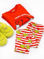 Vanilla Underground Red The Grinch Boys Long Sleeve Long Leg 100% Cotton Pyjamas Christmas Set - Image 2 of 5