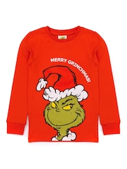 Vanilla Underground Red The Grinch Boys Long Sleeve Long Leg 100% Cotton Pyjamas Christmas Set - Image 3 of 5