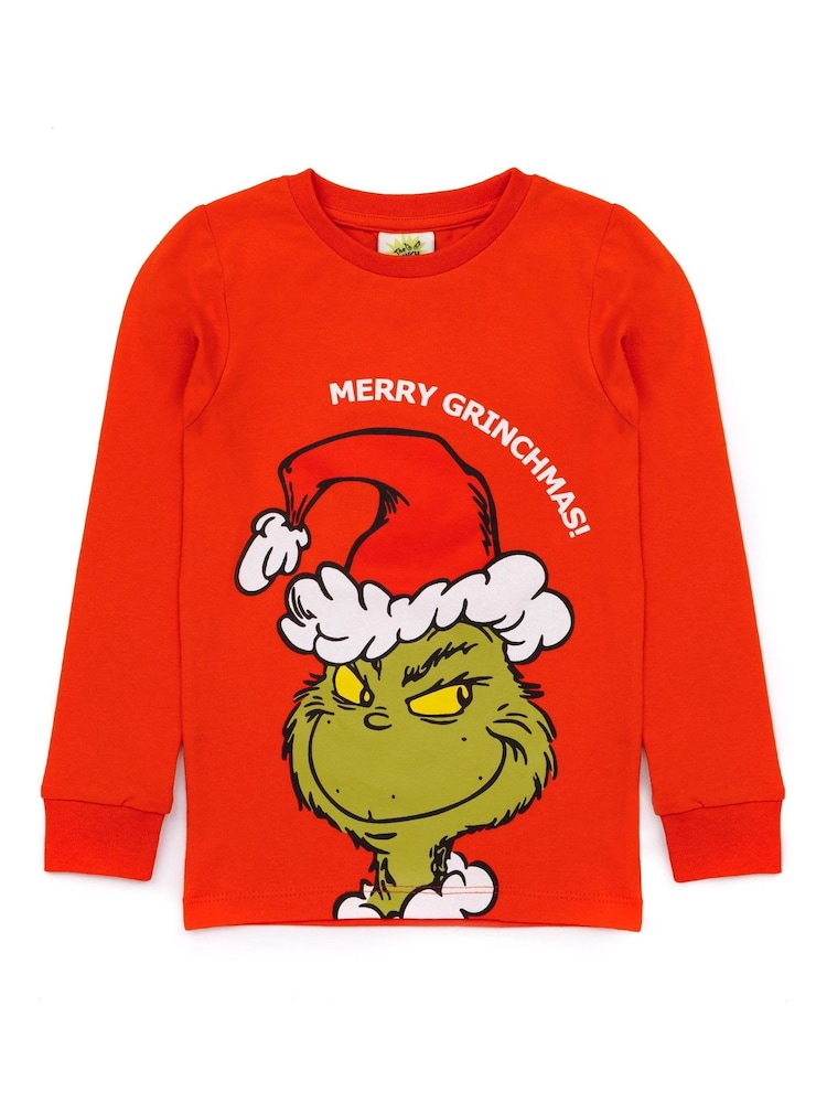 Rouge - Vanilla Underground The Grinch Garçons Manches longues Long Leg 100% Cotton Pyjamas Noël Set - Image 3 of 5