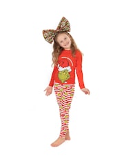 Vanilla Underground Red The Grinch Boys Long Sleeve Long Leg 100% Cotton Pyjamas Christmas Set - Image 5 of 5