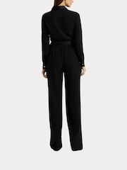 Lauren Ralph Lauren Surplice Georgette Wide Leg Black Jumpsuit - Image 4 of 8