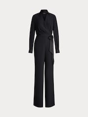 Lauren Ralph Lauren Surplice Georgette Wide Leg Black Jumpsuit - Image 8 of 8
