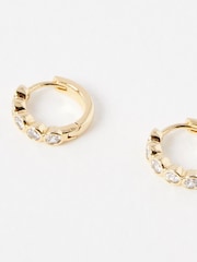 Oliver Bonas Gold Tone Skye Glass Stones Huggie Hoop Earrings - Image 4 of 5