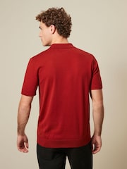 Rust Red Knitted Polo Shirt - Image 3 of 7