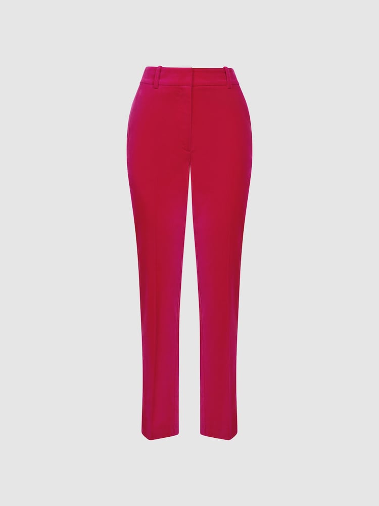 Reiss Pink Rosa Petite Velvet Tapered Suit Trousers - Image 2 of 7