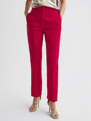 Reiss Pink Rosa Petite Velvet Tapered Suit Trousers - Image 3 of 7