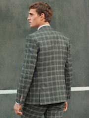 Green Slim Fit Trimmed Check Suit Jacket - Image 4 of 11