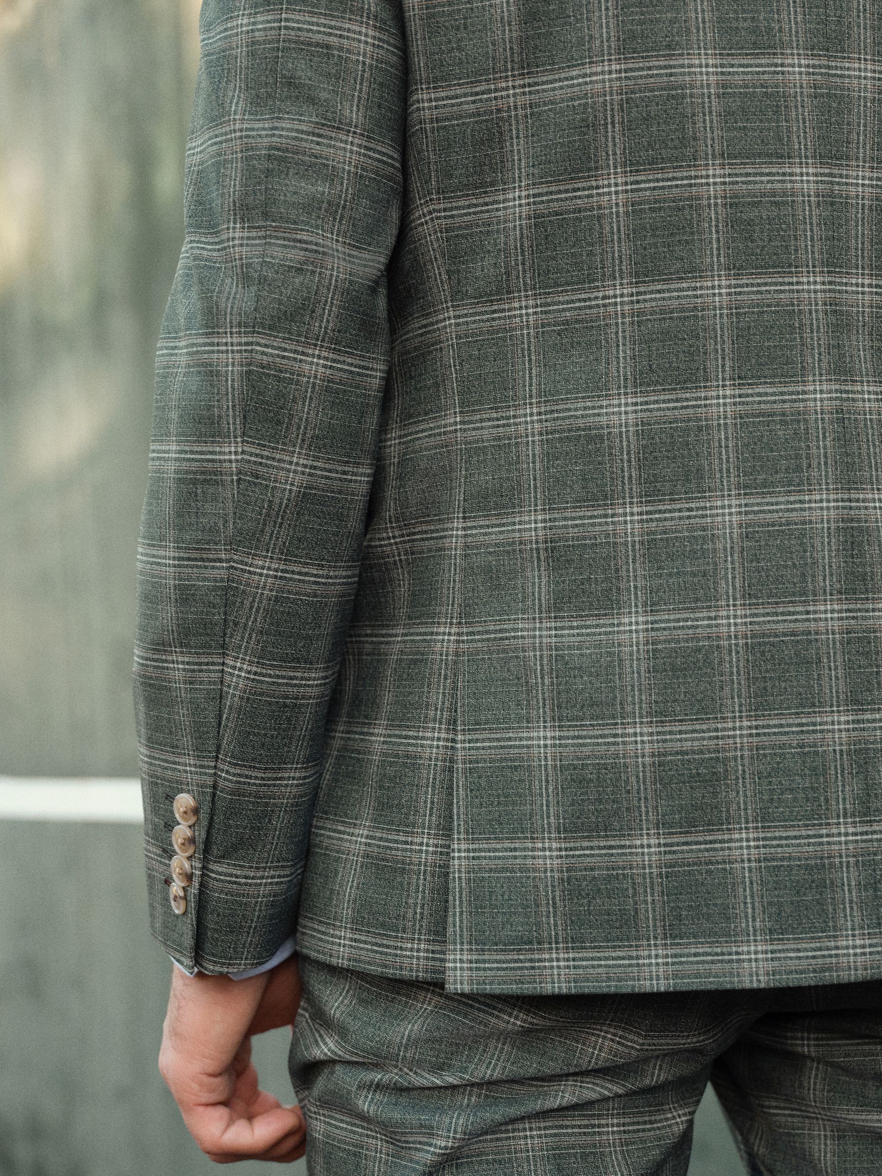 Buy Green Slim Fit Trimmed Check Suit Jacket from Next Canada