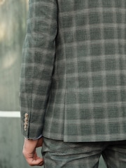 Green Slim Fit Trimmed Check Suit Jacket - Image 5 of 11