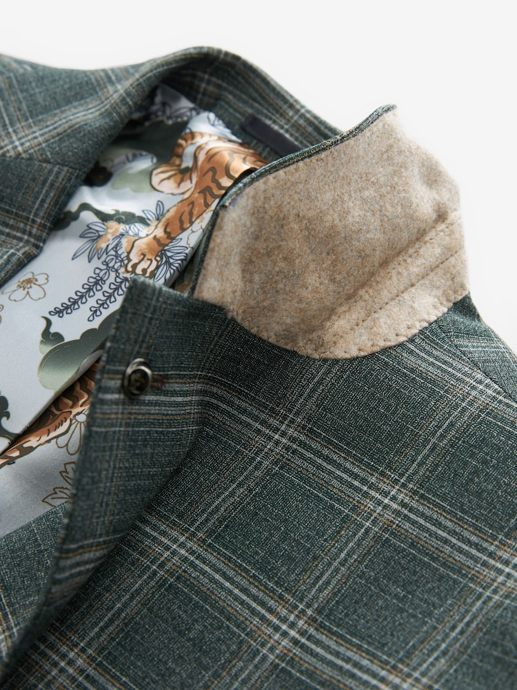 Vert - Slim Fit (Slim Fit) - Veste de costume à carreaux garnie - Image 9 of 11
