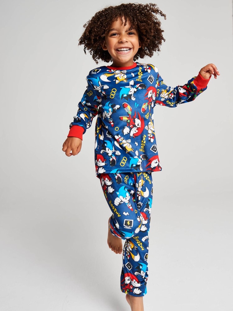 Brand Threads Black Sonic The Hedgehog Fleece Twosie Pyjama Set - Image 1 of 10