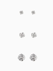Sterling Silver Crystal Stud Earrings 3 Pack - Image 1 of 2