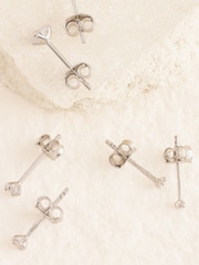 Sterling Silver Crystal Stud Earrings 3 Pack - Image 3 of 6