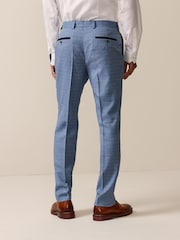 Light Blue Tailored Fit Check Suit Trousers - Image 2 of 11