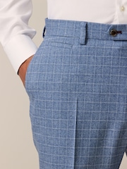 Light Blue Tailored Fit Check Suit Trousers - Image 5 of 11