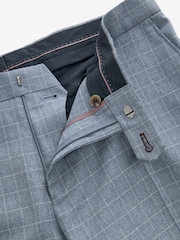 Light Blue Tailored Fit Check Suit Trousers - Image 8 of 11