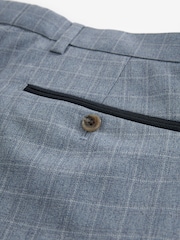 Light Blue Tailored Fit Check Suit Trousers - Image 9 of 11