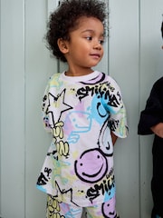 Black/Purple/Blue Smile Short Sleeve 3 Pack Pyjama Set (9mths-12yrs) - Image 3 of 9