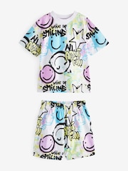 Black/Purple/Blue Smile Short Sleeve 3 Pack Pyjama Set (9mths-12yrs) - Image 7 of 9