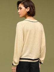 Neutral Brown Linen Button Up Cardigan - Image 4 of 7