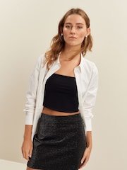 Metallic Glitter Jersey Mini Skirt - Image 1 of 6