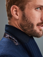 В синюю полоску - Зауженные - Signature Empire Mills 100% Wool Stripe Suit: Jacket - Image 5 of 11