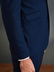 В синюю полоску - Зауженные - Signature Empire Mills 100% Wool Stripe Suit: Jacket - Image 6 of 11