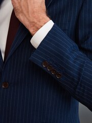 В синюю полоску - Зауженные - Signature Empire Mills 100% Wool Stripe Suit: Jacket - Image 7 of 11