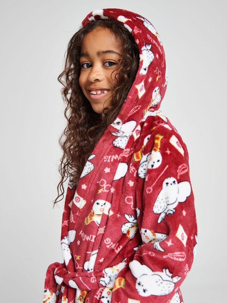 Brand Threads Red Harry Potter Hedwig Fleece Robe - Image 1 of 10 Brand Threads Red Harry Potter Hedwig Fleece Robe - Image 1 of 10