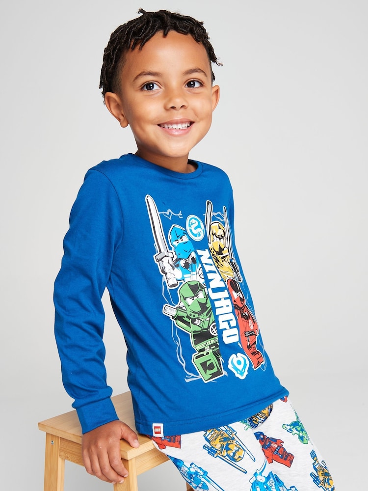 Brand Threads Blue Lego Ninjago Pyjamas Set - Image 1 of 10 Brand Threads Blue Lego Ninjago Pyjamas Set - Image 1 of 10