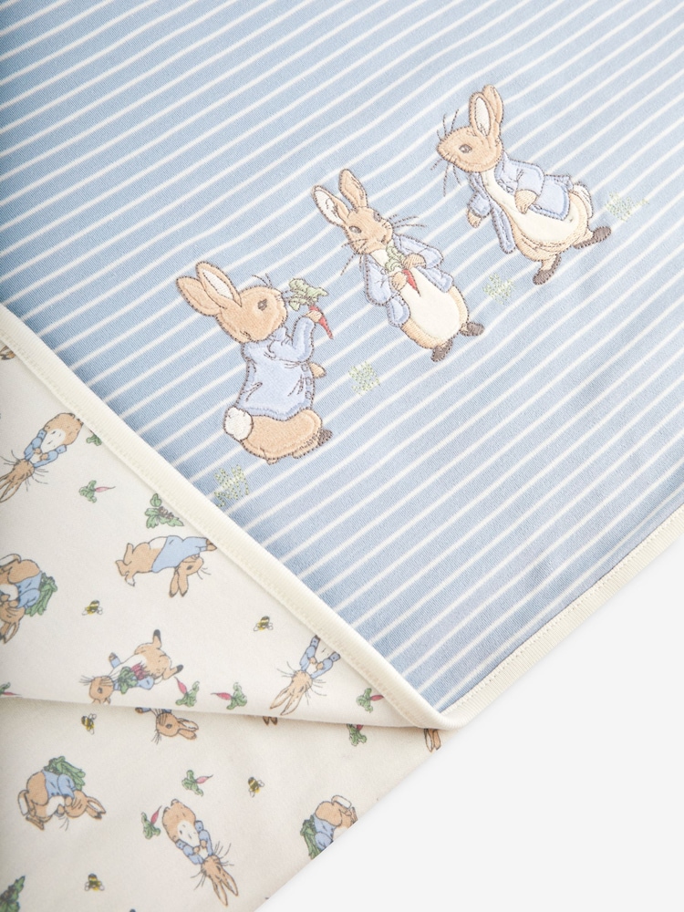 JoJo Maman Bébé Peter Rabbit Print Reversible Jersey Shawl - Image 3 of 4