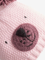 Розовый - Bear Beanie Hat (3mths-6yrs) - Изображение 2 из 2
