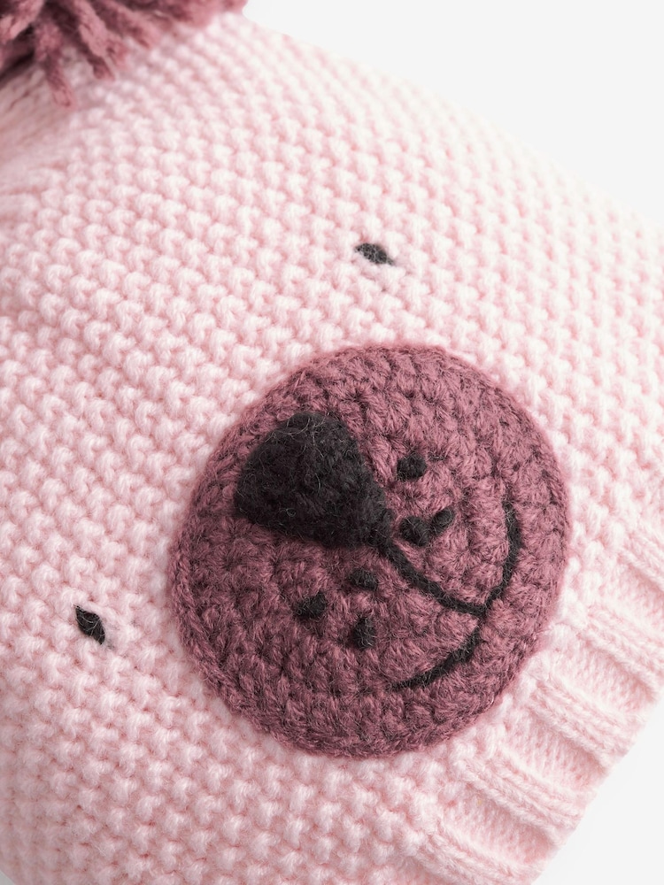 Розовый - Bear Beanie Hat (3mths-6yrs) - Изображение 2 из 2