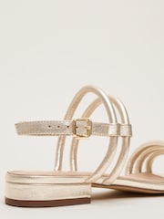 Phase Eight Gold Metallic Leather Strappy Flat Sandals - Image 4 of 7