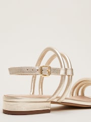 Phase Eight Gold Metallic Leather Strappy Flat Sandals - Image 6 of 7