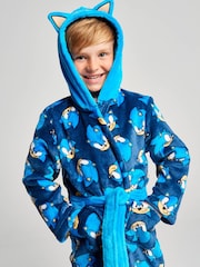 Brand Threads Blue Sonic The Hedgehog Fleece Robe - Image 1 of 10