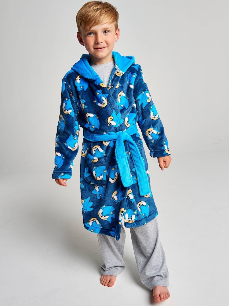 Brand Threads Blue Sonic The Hedgehog Fleece Robe - Image 2 of 10 Brand Threads Blue Sonic The Hedgehog Fleece Robe - Image 2 of 10
