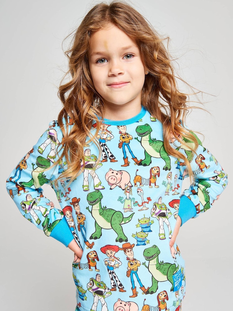 Brand Threads Blue Toy Story 5 Fleece Twosie Pyjama Set - Image 2 of 12 Brand Threads Blue Toy Story 5 Fleece Twosie Pyjama Set - Image 2 of 12