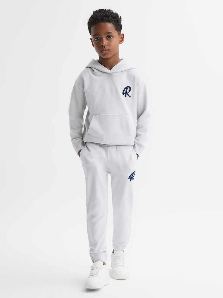 Reiss Ice Blue Toby 9-14 yrs Garment Dyed Logo Joggers - Image 2 of 6