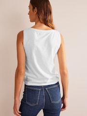 Boden White Regular V-Neck Slub 100% Cotton Vest - Image 3 of 4
