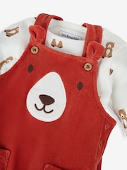 JoJo Maman Bébé Rust Orange Bear Boys' Sausage Dog Appliqué Pocket Dungarees & Top Set - Image 2 of 6