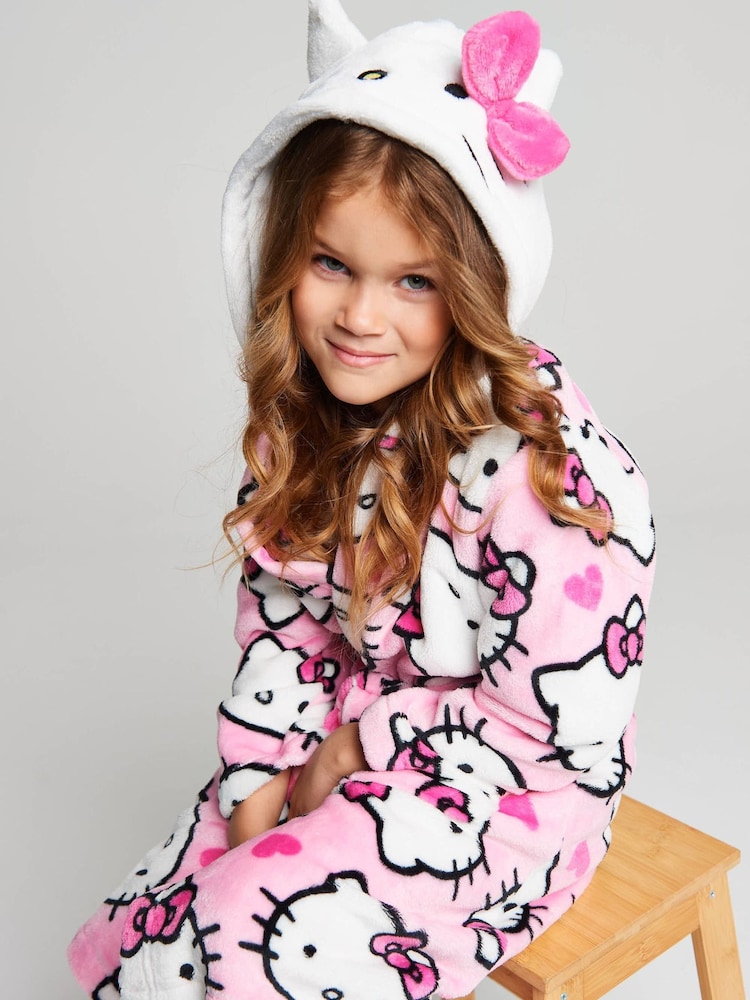 Brand Threads Pink Hello Kitty Fleece Robe - Image 1 of 10 Brand Threads Pink Hello Kitty Fleece Robe - Image 1 of 10