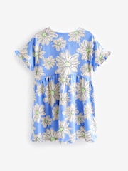 Blue Floral Short Sleeve Cotton Jersey Dress (3-16yrs) - Image 5 of 6