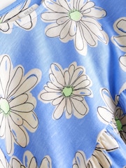 Blue Floral Short Sleeve Cotton Jersey Dress (3-16yrs) - Image 6 of 6