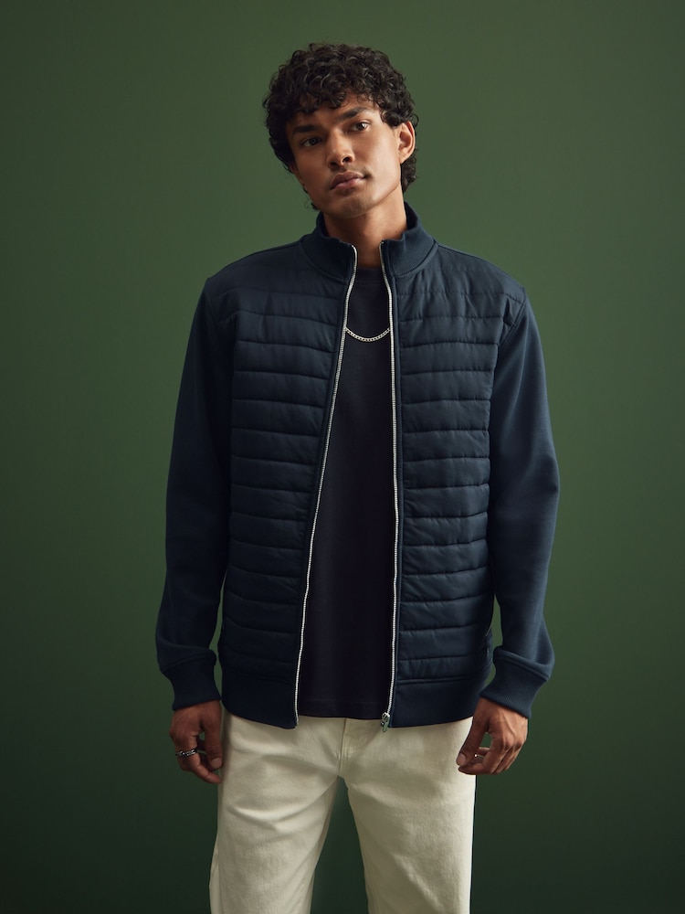 Navy Blue Premium Quilted Hybrid Jacket - Image 1 of 10