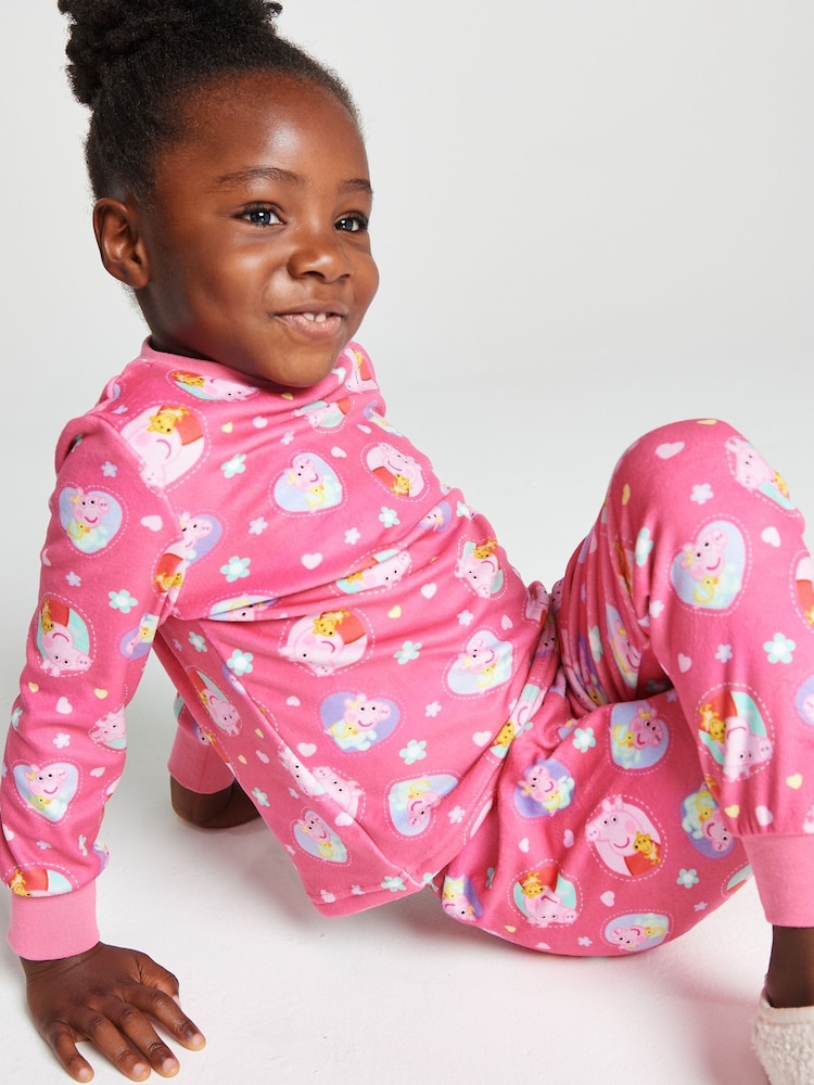 Brand Threads Pink Peppa Pig Fleece Twosie Pyjamas Set - Image 1 of 10 Brand Threads Pink Peppa Pig Fleece Twosie Pyjamas Set - Image 1 of 10