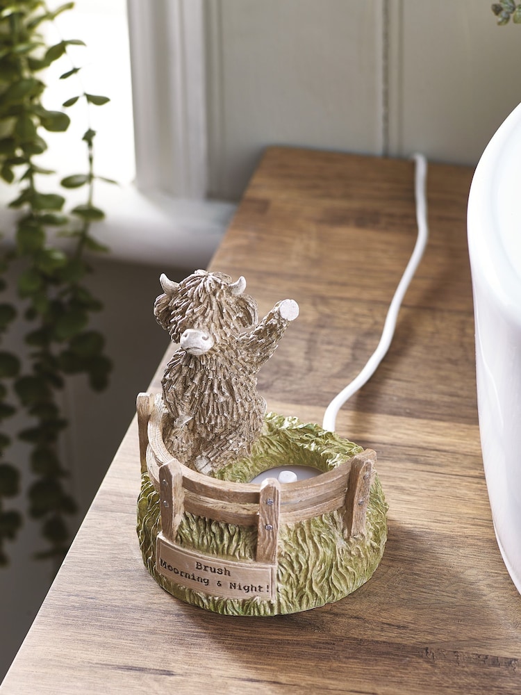 Natural Hamish The Highland Cow Electric Toothbrush Holder - Image 2 of 4