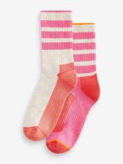 Pink Stripe Next Active Sports Walking Ankle Socks 2 Pack - Image 1 of 3