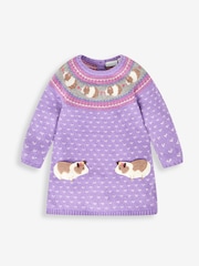 JoJo Maman Bébé Lilac Purple Guinea Pig Fair Isle Pattern Knitted Dress - Image 1 of 4