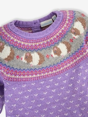 JoJo Maman Bébé Lilac Purple Guinea Pig Fair Isle Pattern Knitted Dress - Image 3 of 4